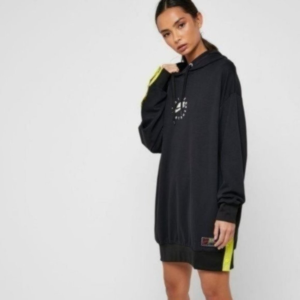 Nike Hoodie Sweater Dress Black Yellow Women Size XS New